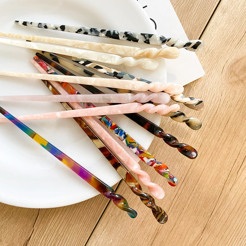 Fashion Chinese Style Hair Sticks Vintage Acetate Chopstick Women Hairpins Hair Clips Pins Wedding Jewelry Accessories