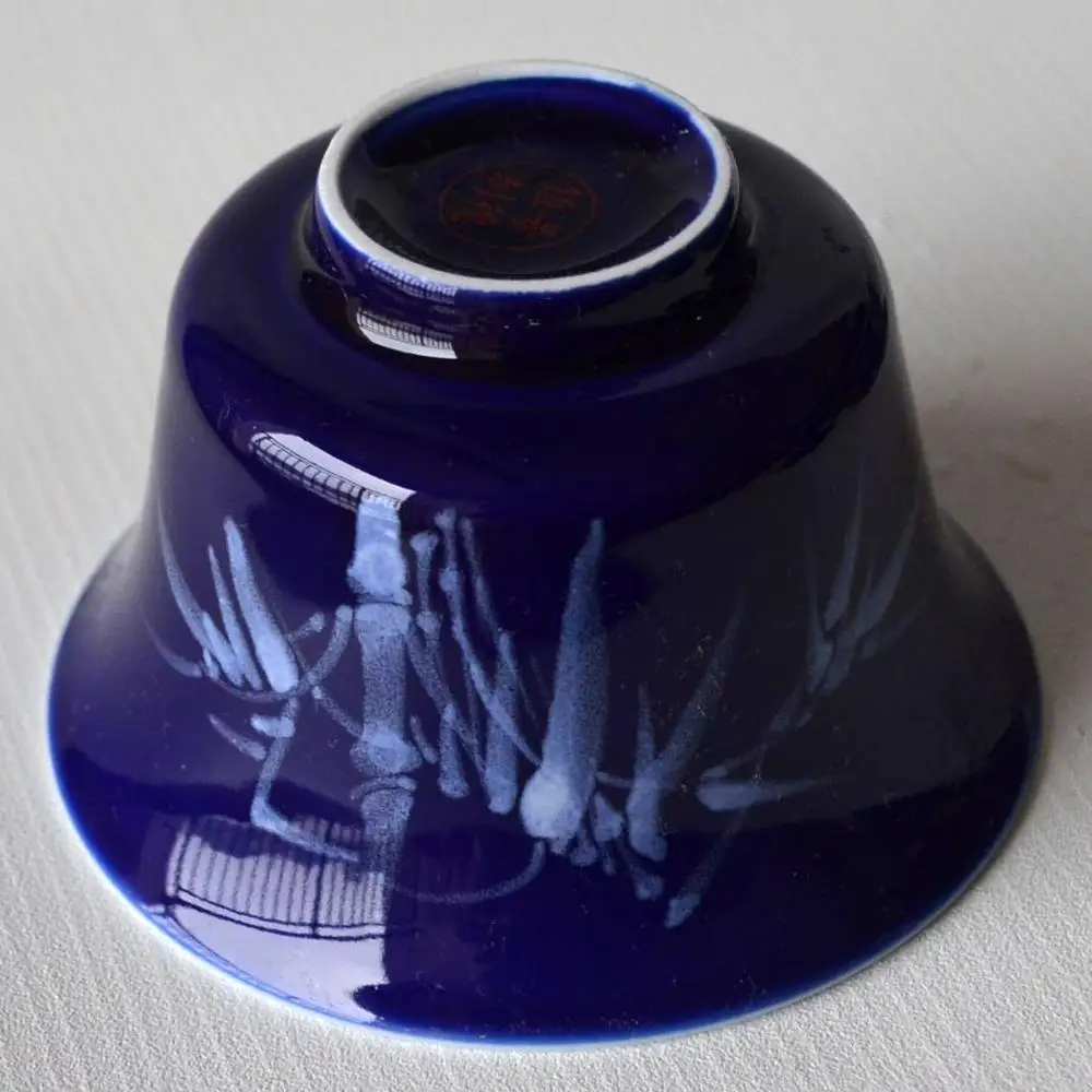 Чайные чашки Gaiwan 200 мл синие и белые фарфоровые Цзиндэчжэнь традиционный