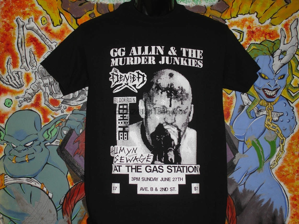 Gg Allin The Murder Junkies Final Show Flyer черная рубашка Antiseen Meatmen | Мужская одежда