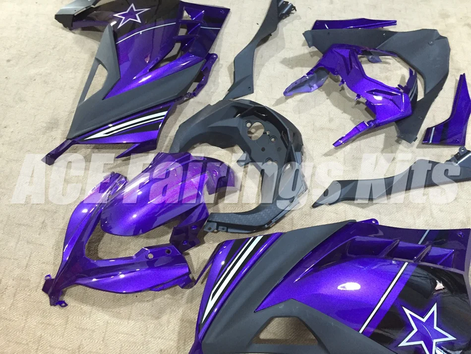 Топ ABS обтекатель комплект подходит для Kawasaki Ninja300 EX300 300R 2013 13 14 15 16 Обтекатели набор на заказ Фиолетовый