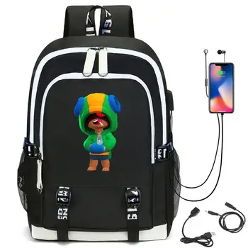 

New Anime Game Character Leon Spike Shelly Backpack Men Women Travel Laptop USB Charging Bag Kids Teens School Bags Bookbag Gift