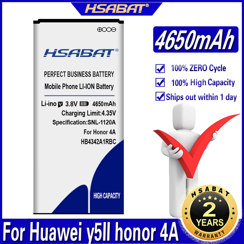 HSABAT 4650mAh HB4342A1RBC Аккумулятор для Huawei y5II Y5 II 2 Ascend 5 + Y6 honor 4A SCL TL00 5A|Аккумуляторы