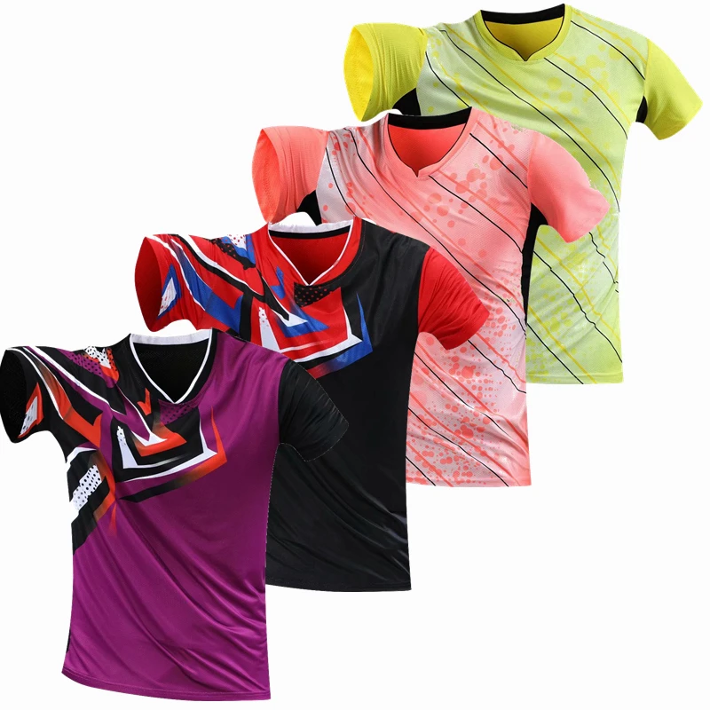 Professional team game training Quick dry Badminton shirt Men/Women , Tennis t-shirts ,sports golf shirt , pingpong t-shirt