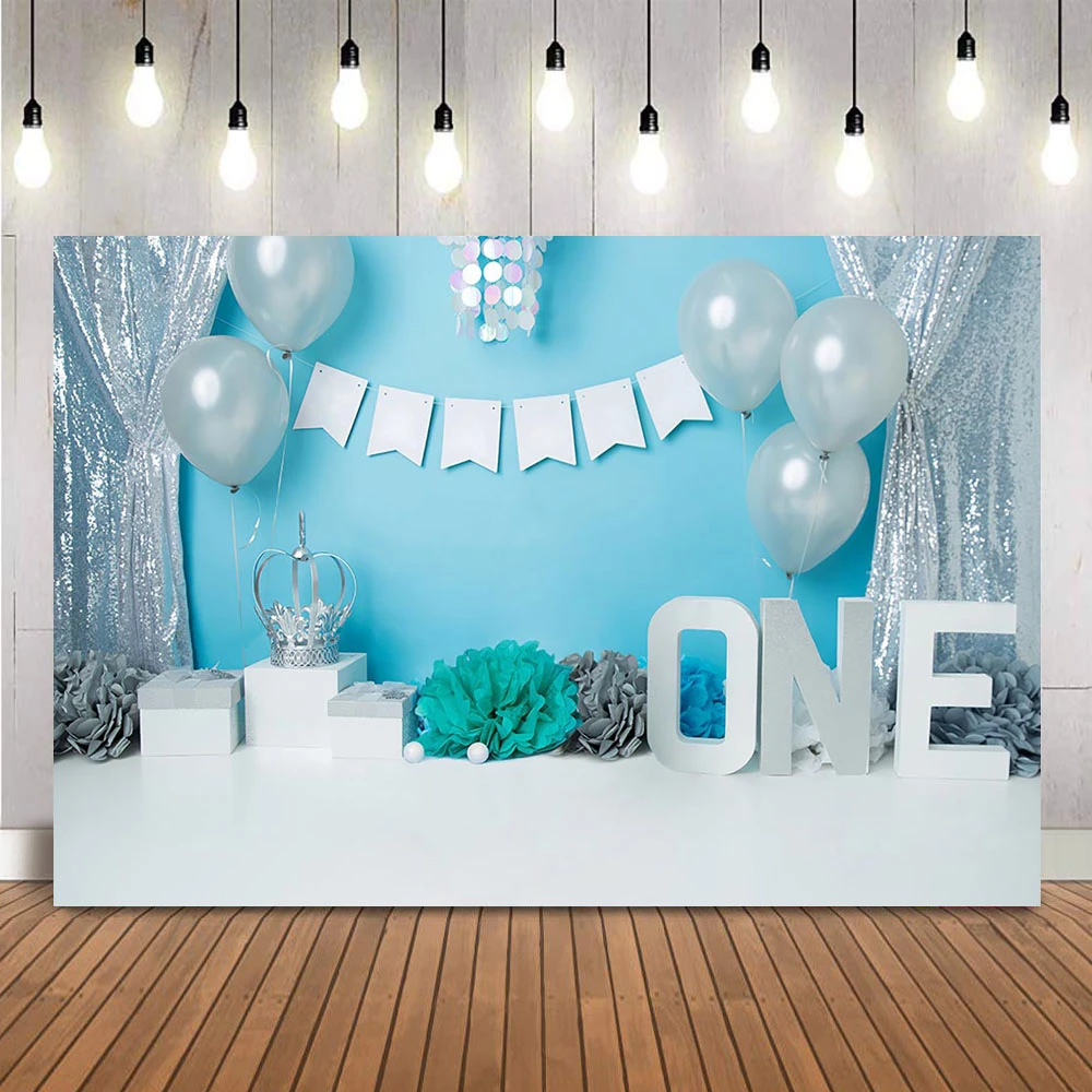 Little Prince Cake Smash Theme Portrait Backdrop Blue And Sliver Curtrain Photo Background Props 1st Birthday Party Decorations Background Aliexpress