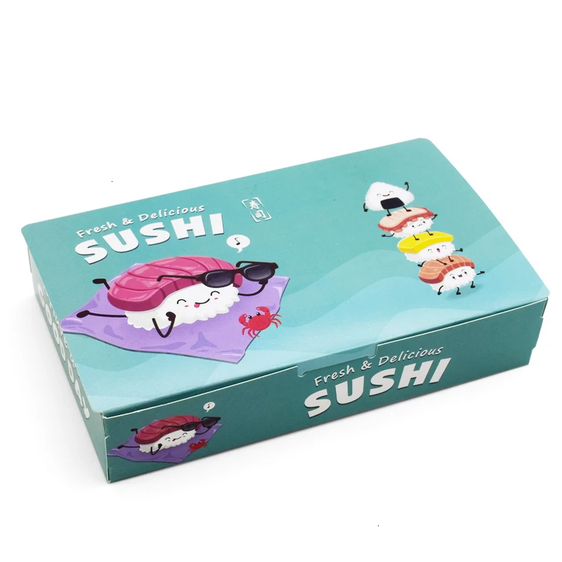 12PCS Disposable Sushi Box Rice Ball Paper Packing Box For Fast Food Shop Restaurant Sushi Box Packaging Thicken Supplier