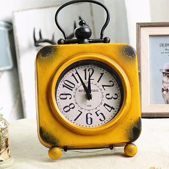 

New Vintage Clock, Desk Clock, Square Wrought Iron Clock, Home Decoration, Desk Decoration, Small Clock