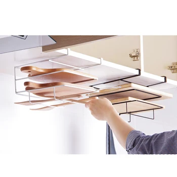 

Durable Kitchen Cabinet Wall Hanging Cutting Board Storage Shelf Free Punching Iron Board Hanging Rack Home Cutting Board Shelf