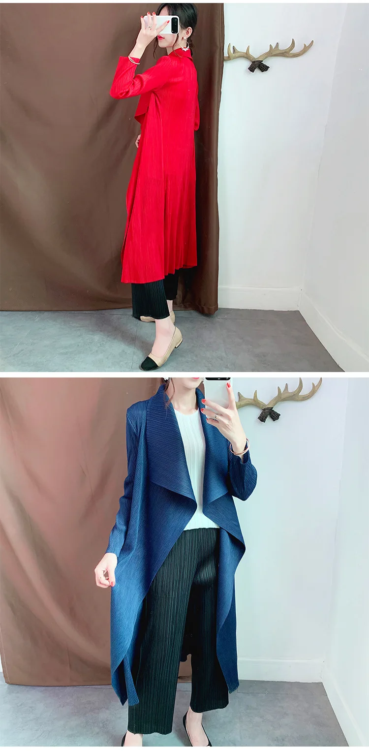 Miyake плиссированные Осенние новые модные темпераментные длинные плиссированные ветровки Женское пальто свободные большие размеры пальто