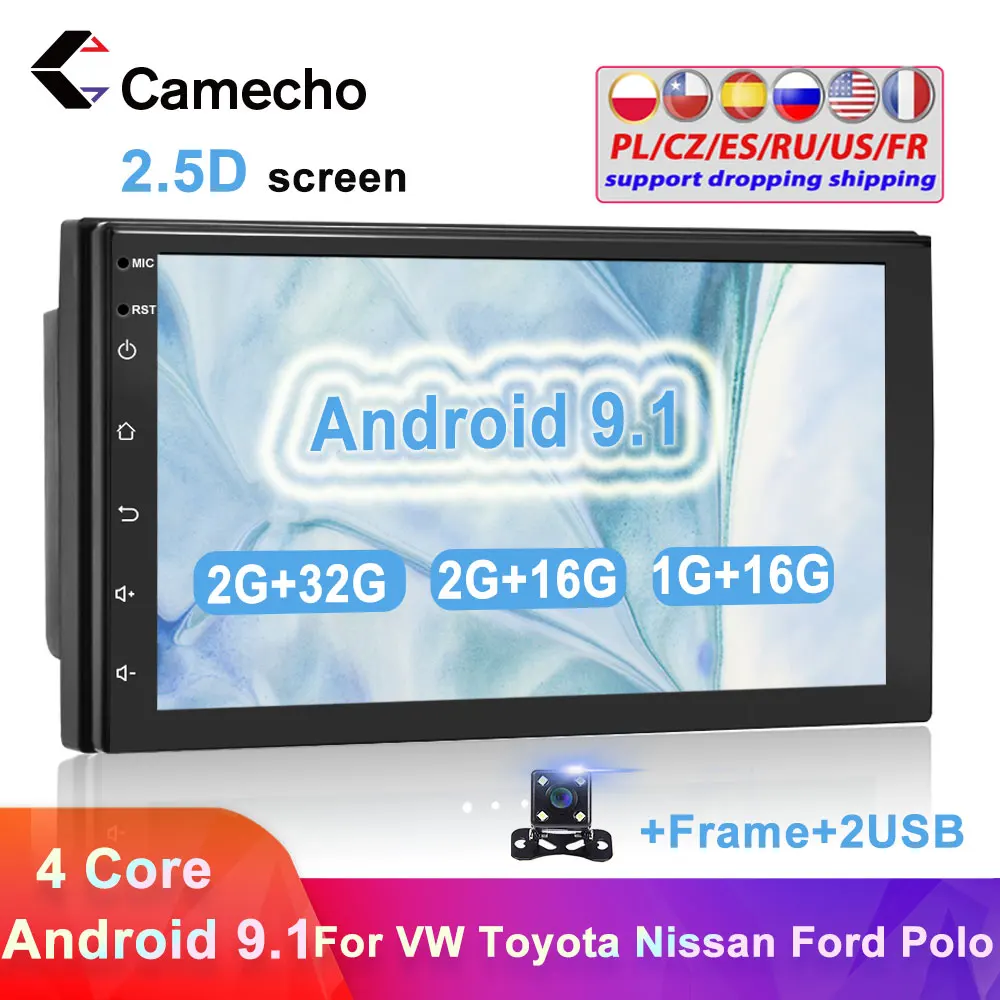 Camecho 2Din Android автомобильный Радио GPS мультимедийный плеер универсальный