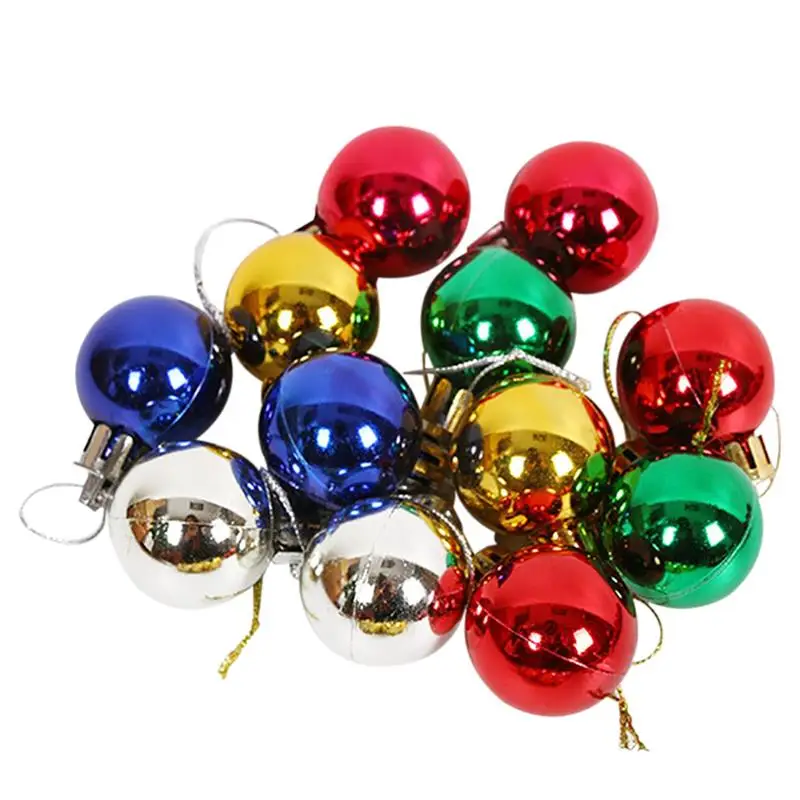 

12 Pcs/Set Colorful Xmas Ball Ornament 1.18in Shiny Christmas Tree Ball Hanging Decoration Baubles Home Garden Decor Accessories