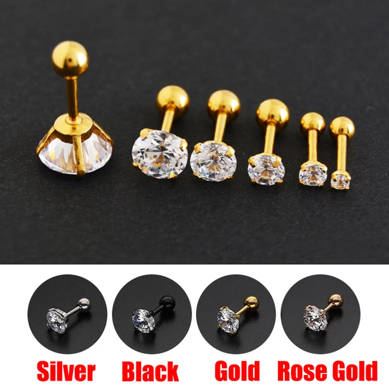 Серьги-гвоздики из нержавеющей стали с цирконием 2 шт. в классическом стиле не