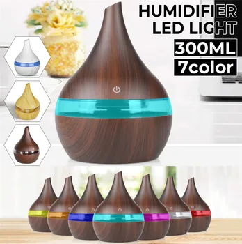 

Household Air Humidifier Essential Aroma Oil Diffuser Ultrasonic Wood Grain USB Mini Mist Maker With Intelligent Touch Screen
