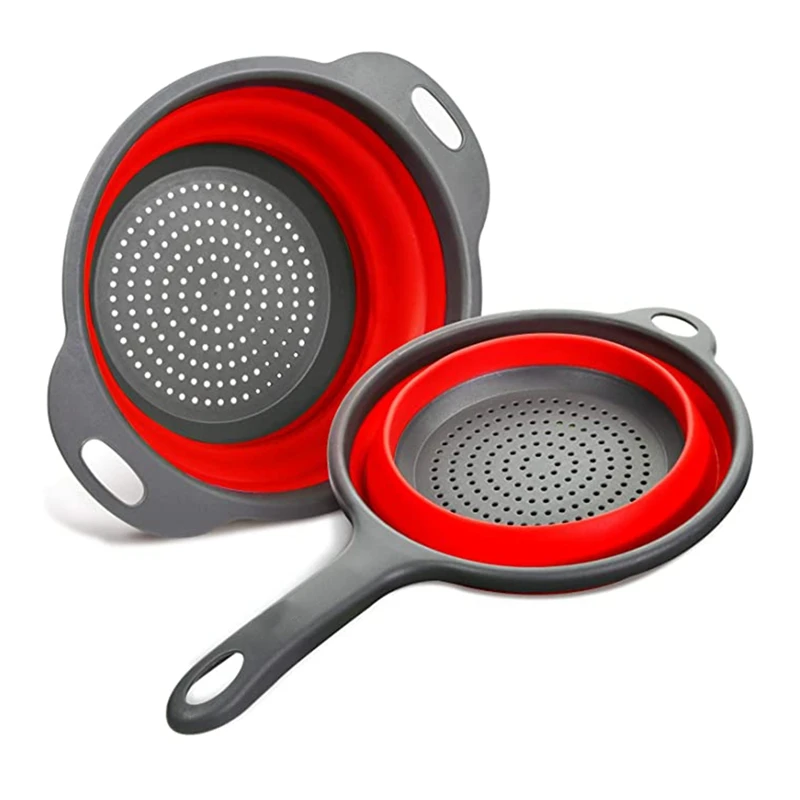 Collapsible Silicone Colanders and Strainers Pasta Vegetable/Fruit Kitchen Mesh Strainers with