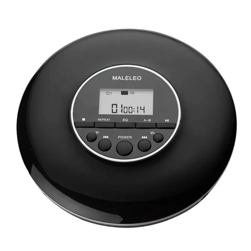 Портативный ударопрочный CD-плеер персональный Компактный Дисковый плеер с переходник для наушников маленькая Музыка CD Walkman плееры с ЖК-дисплеем - Цвет: BK