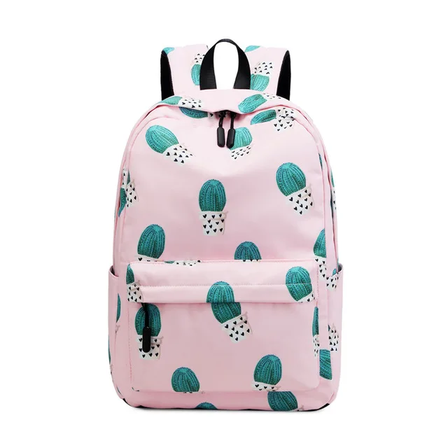 Бренд atinfor, водонепроницаемый нейлоновый легкий рюкзак с принтом кактуса для женщин, 16,5 Дюймов, Студенческая школьная сумка для книг - Цвет: Pink