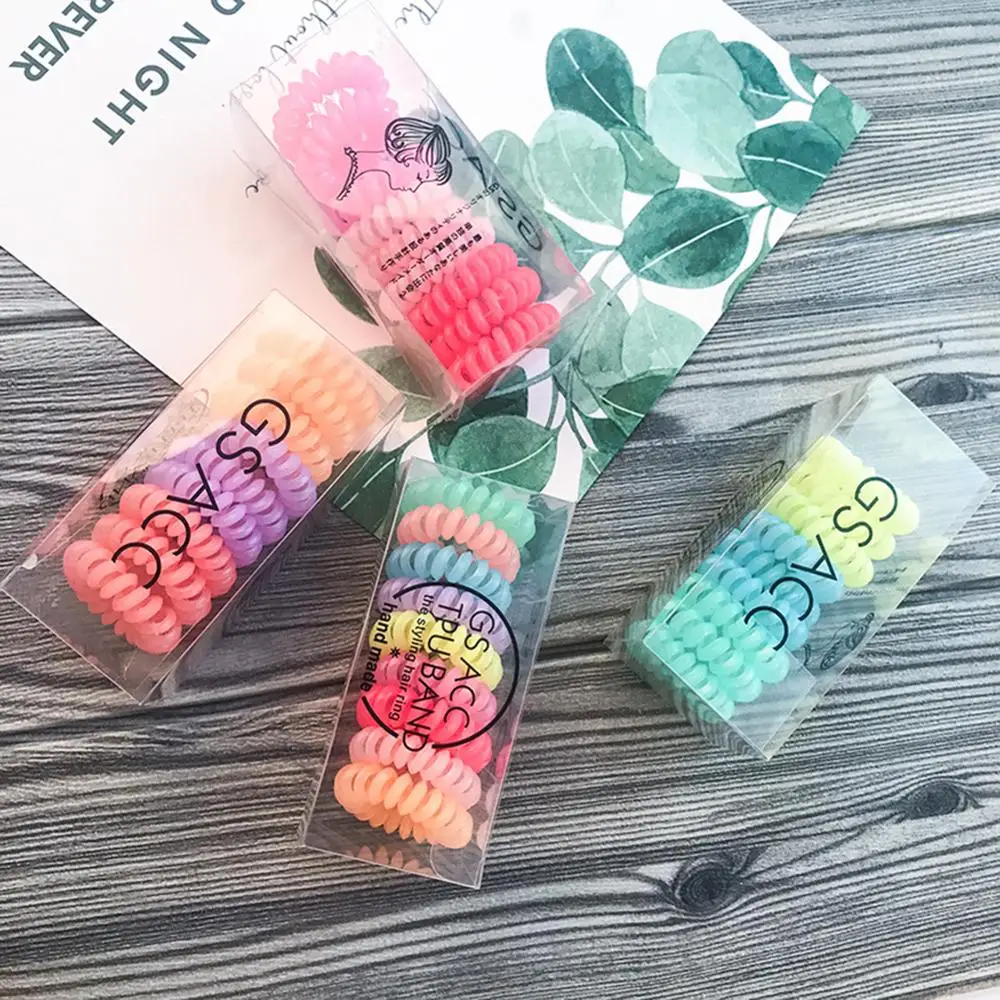

New Elastic Hair Bands Girls Hair Accessories Rubber Band Headwear Hair Rope Spiral Shape Hair Ties Gum Telephone Wire