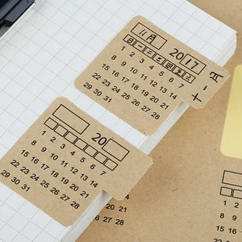 

4 Sheets Paper Label Calender Handwritten Stationery Notebook Index Organizer Stickers