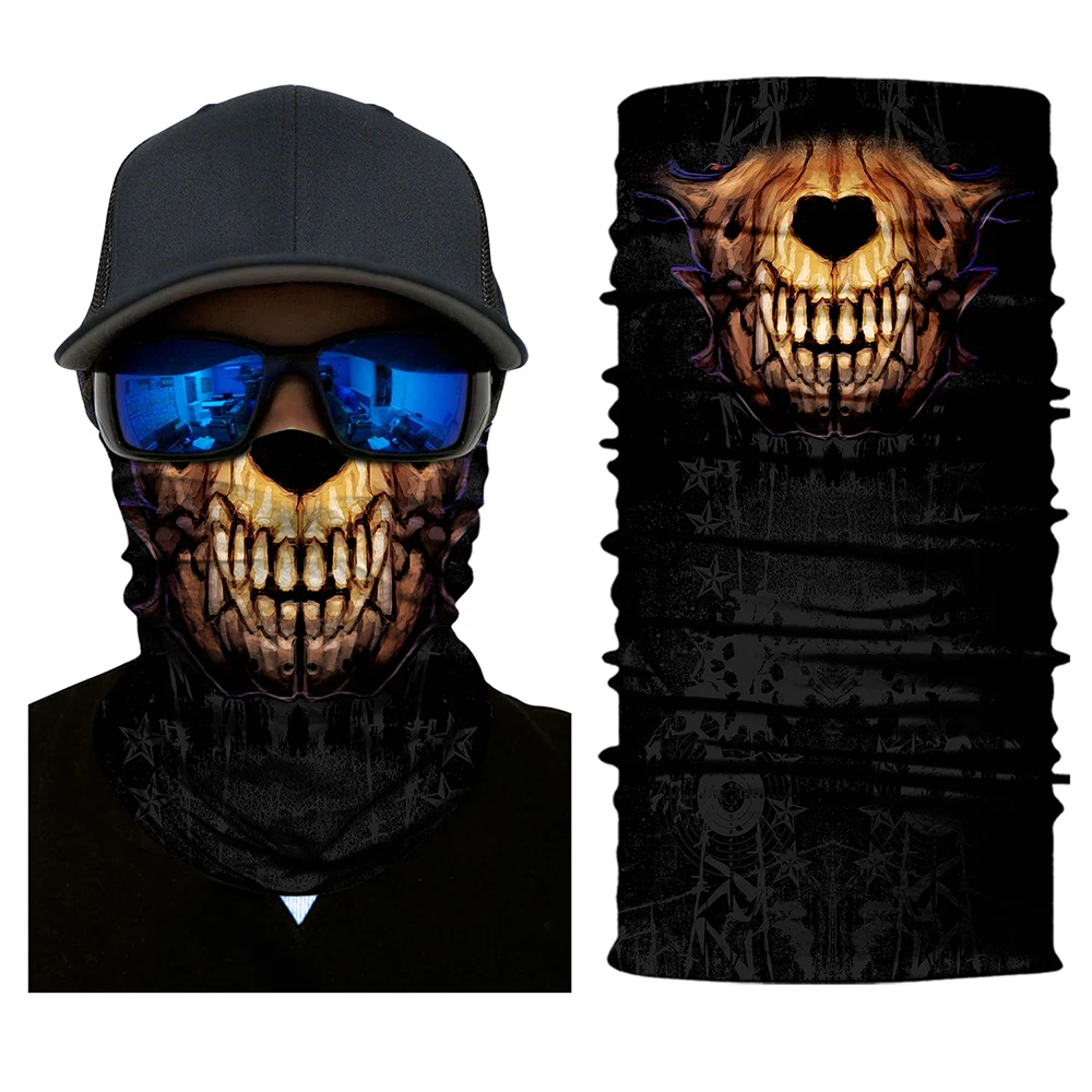 Biker Skull Ghost Full Face Mask Balaclava Tactical Durag Motor Windproof Masks Face Protective Cover Neck Masque For Unisex - Цвет: PL180145