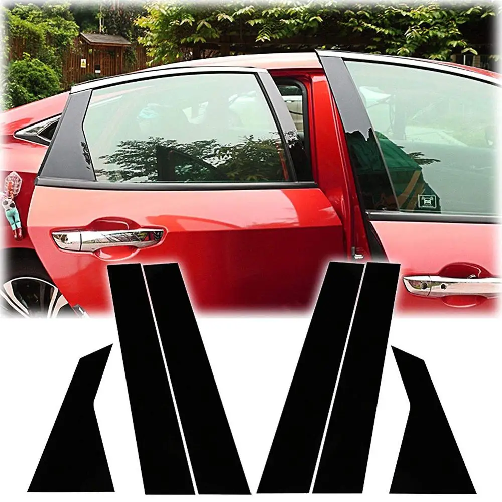 6 шт. зеркальные оконные столбы для Honda CIVIC 8 10 поколения Средний BC колонки автомобиля Стикеры водонепроницаемый пылезащитный черный