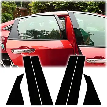 

6PCS Mirror Window Pillar Posts Trim For Honda CIVIC 8 10 Generations Middle BC Column Car Sticker Waterproof Dustproof Black