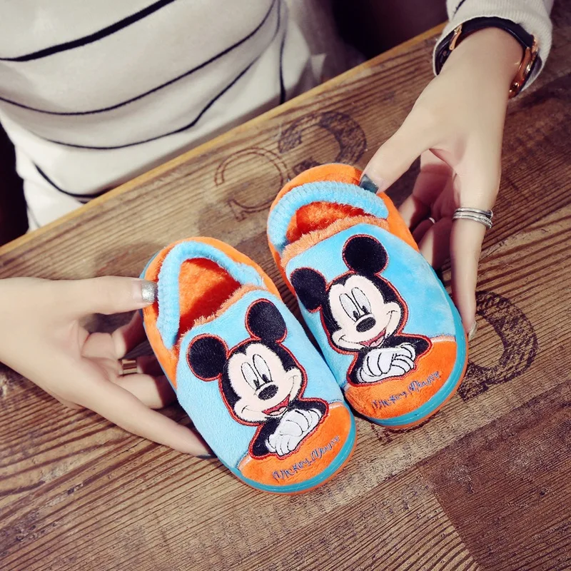 Disney/Новинка; детский зимний Веселый Микки Маус; Детские хлопковые тапочки; домашние тапочки; нескользящая домашняя обувь для мальчиков и девочек; Минни - Цвет: 6