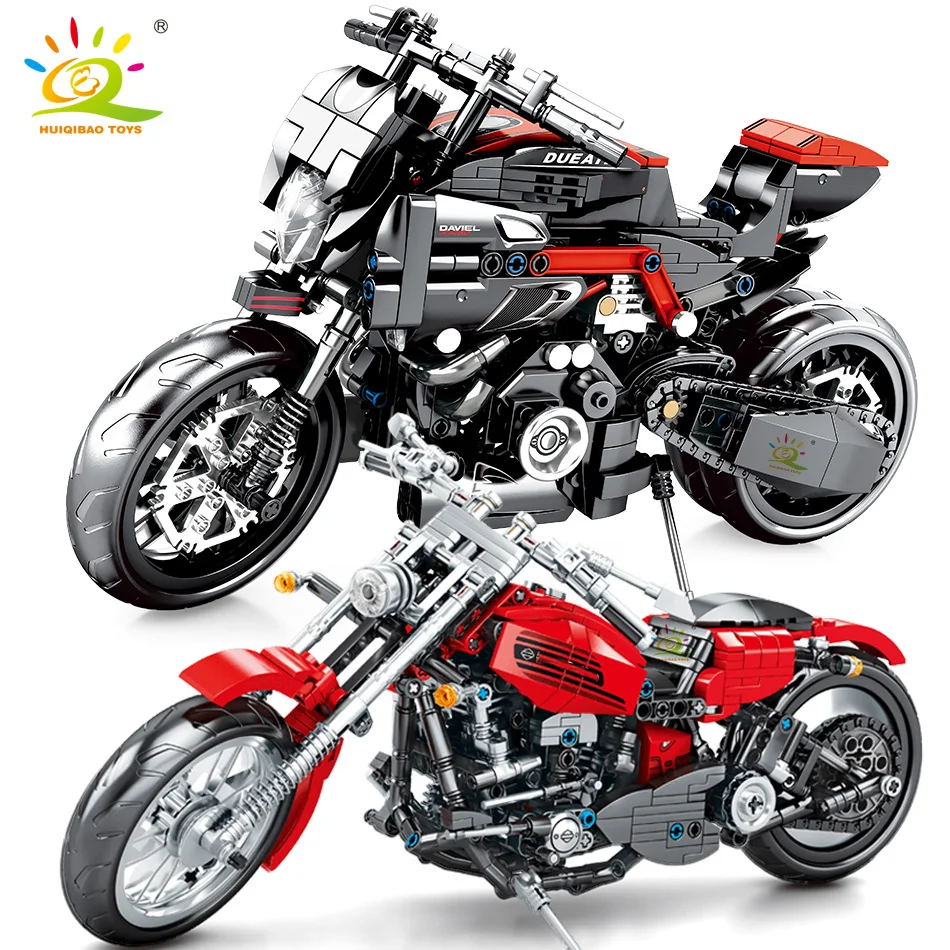 HUIQIBAO DIY Technic модель мотоцикла строительные блоки скорость города чемпионы