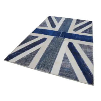 

200x303 Cm British Handmade Flag Patchwork Rug-7x10 Ft