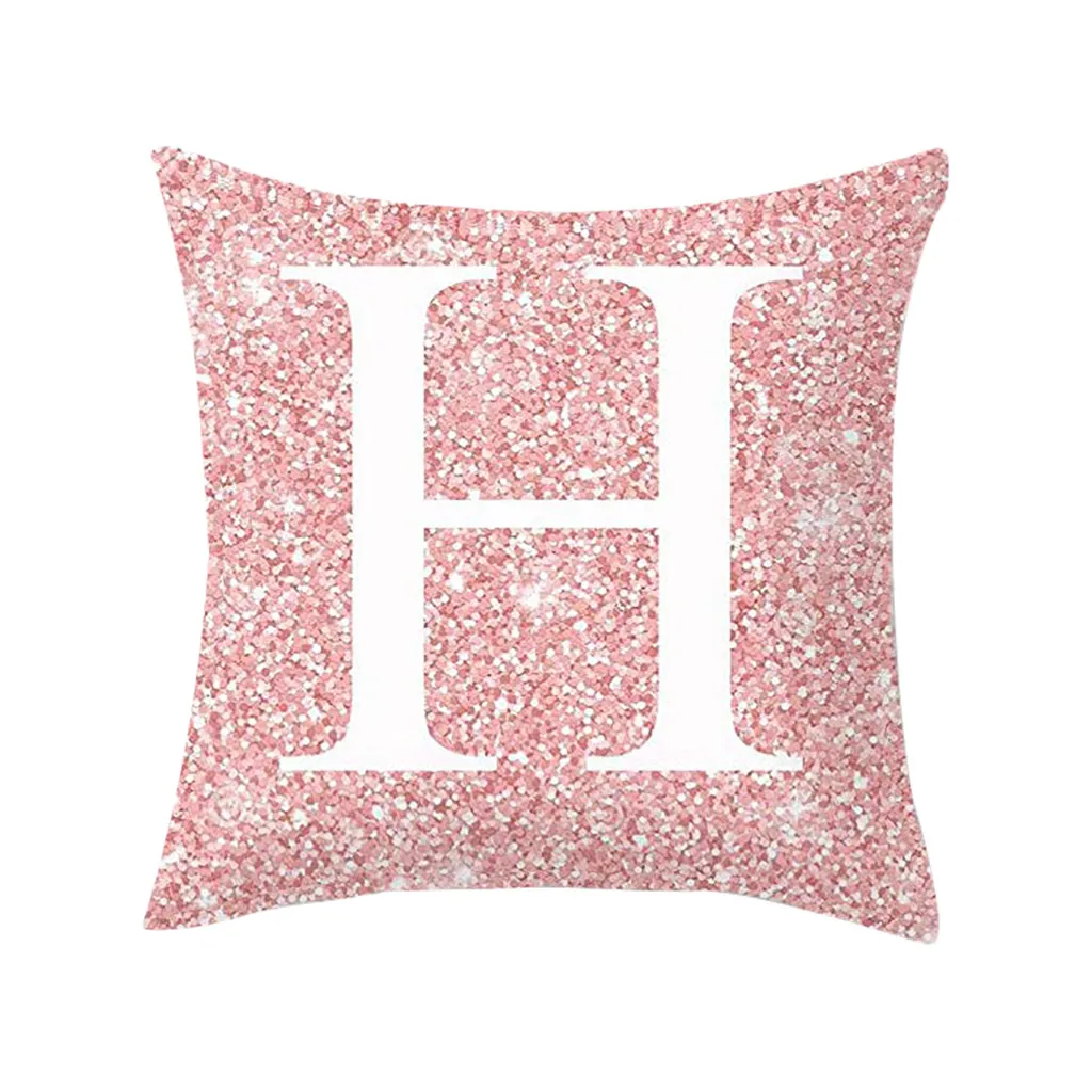 N-Z, 26 букв, розовая подушка, хлопок, волокно, подушка для дивана, автомобиля, подушка для украшения дома^ 5
