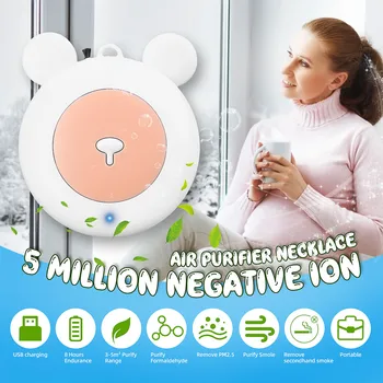 

5 Million Negative Ion Personal Wearable Air Purifier Necklace Mini Portable Air Freshener Ionizer Generator Low Noise Family