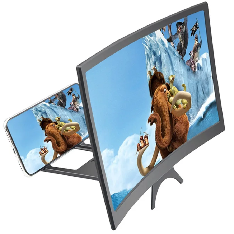 L6 12 inch Curved Phone Screen Amplifier HD 3D Video Mobile Phone Magnifying Glass Stand Bracket Foldable Holder Projector phone screen amplifier