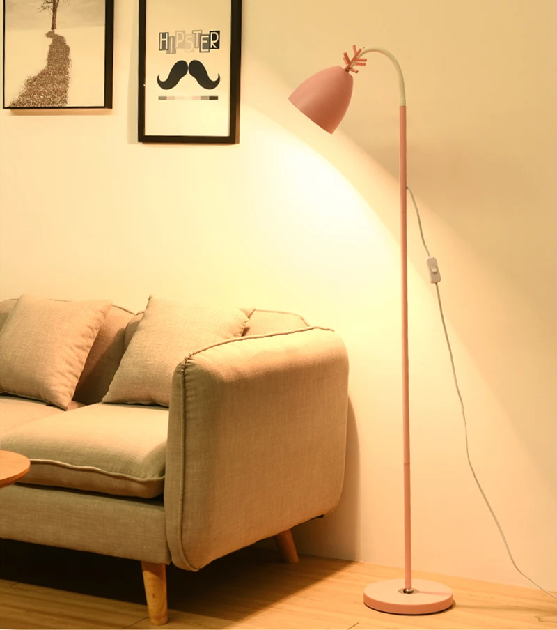pink floor lamp E27 living room lamp bedroom light floor light Nordic floor light metal light
