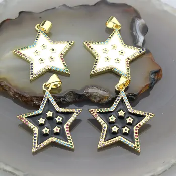 

23*27mm 10pcs/lot Fashion cz enamel pendant, star-shaped zircon charm jewelry, exquisite cz charm bracelet/necklace component