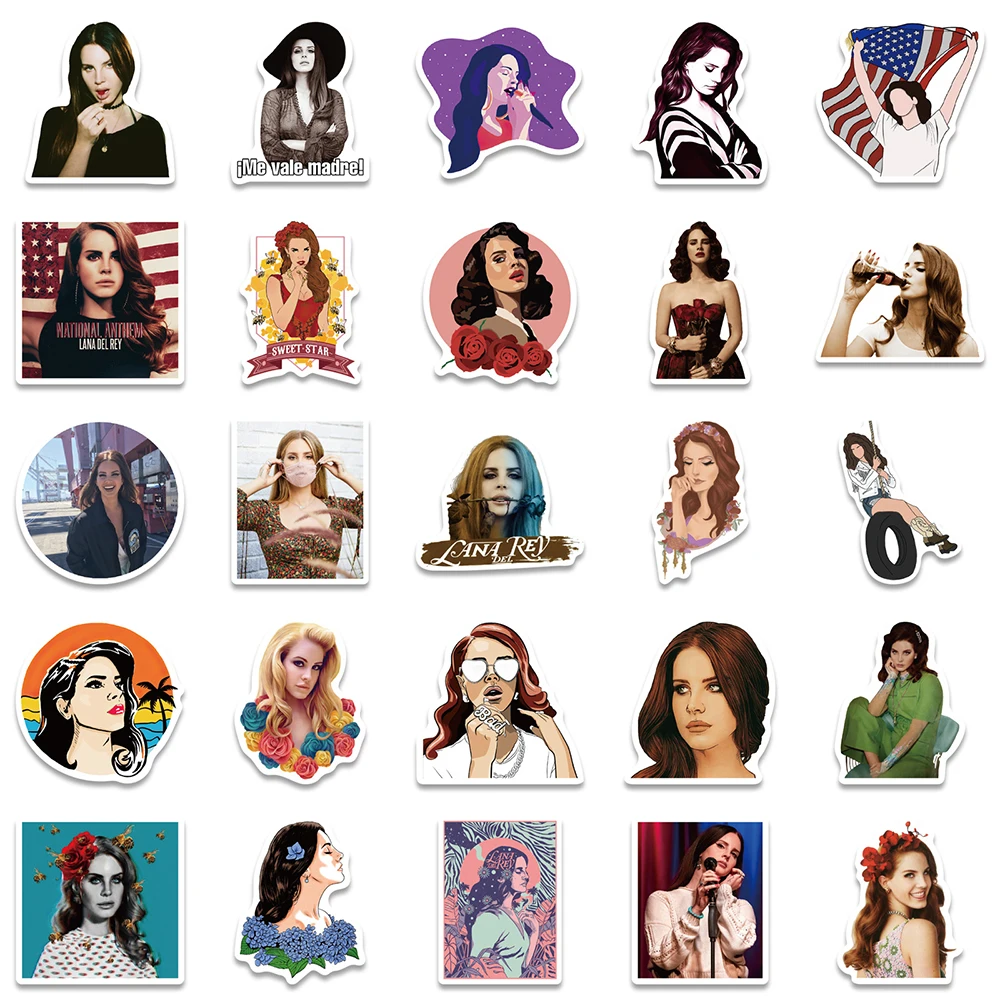 25PCS Singer Lana Del Rey Stickers Born To Die Honeymoon Paradise for  Laptop Luggage Car Skateboard Helmet Waterproof Decals