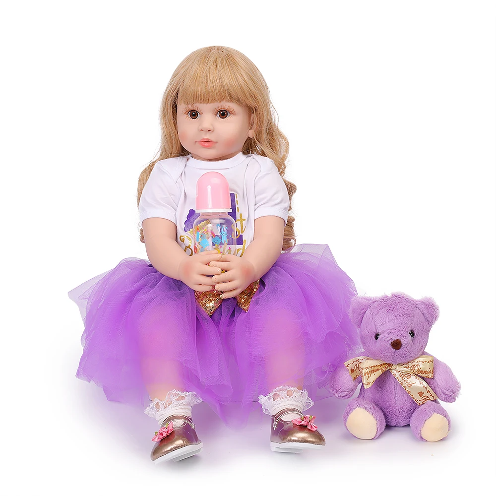 58 см Силиконовые мягкие куклы Reborn Baby Реалистичная Принцесса Девочка Кукла Длинные волосы Reborn Малыш День рождения Рождественские подарки игрушки для ребенка