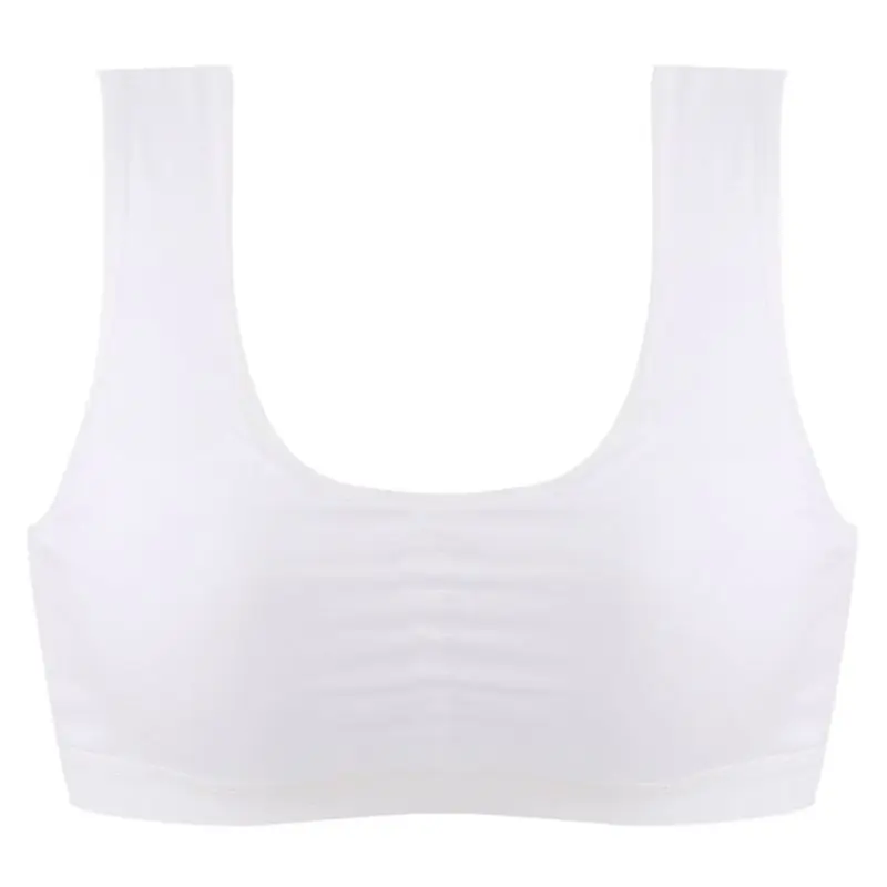 Girls Sports Wireless Underwear Thin Cup Solid Color Ribbed Knit Cotton Bra Wide Strap Seamless Bralette 8-16T