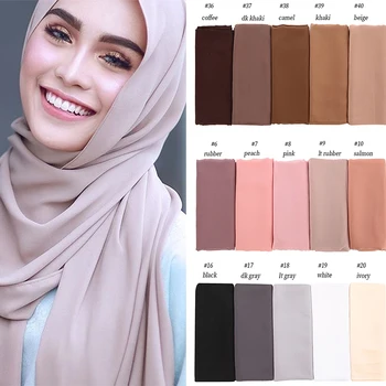 

High Quality Bubble Chiffon Scarf Women Muslim Hijab Scarf Shawl Wrap Solid Plain Colors 10pcs/lot
