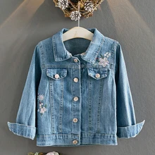 Модное джинсовое пальто для девочек, детская одежда на весну-осень, пальто для девочек, Джинсовая Верхняя одежда для малышей