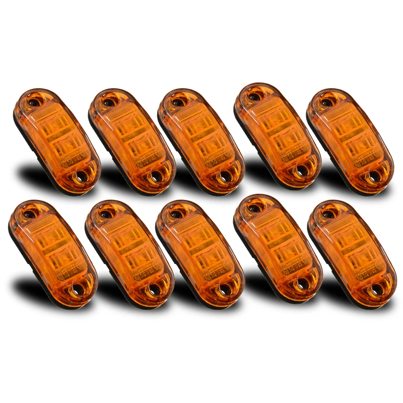 

10Pcs/set 10V 30V 2LED Car Side Marker Tail Light Trailer Truck Side Marker Light Clearance Lamp Amber Color