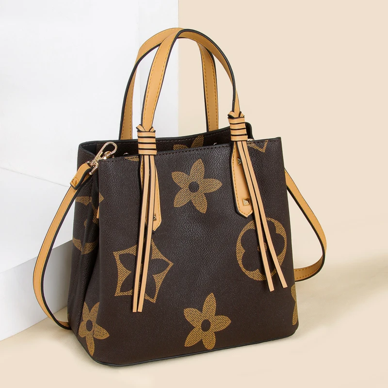 

Ladies Classic Flower Pattern Bucket Bags High-quality Leather Shoulder Messenger Bags Female Casual Tote Package Louie Vuiton