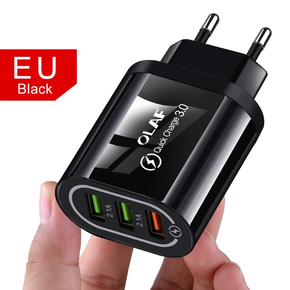 Зарядное устройство Olaf USB Quick Charge 3,0 4,0 для samsung A50 быстрое зарядное устройство для iPhone XS X QC 3,0 супер зарядное устройство для мобильного телефона s - Тип штекера: EU Black USB Charger