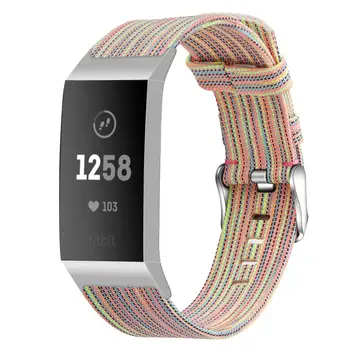 

Canvas bands for Fitbit Charge 4 3 SE Fitness Activity Tracker Accessory Women Men Breathable Woven Fabric Replacement Strap