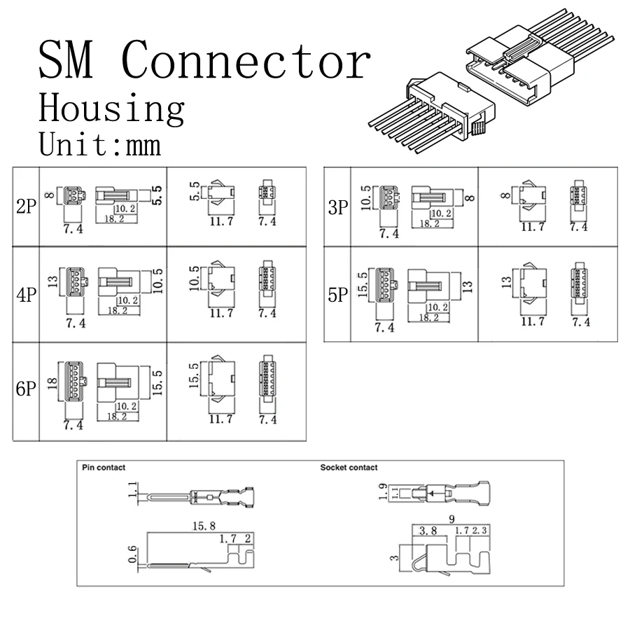 JST SM Wire Connector Plug Housing Metal Terminal Pin 10Set JST SM2.54 Pitch 2.54mm 2/3/4/5/6/7/8Pin Female Male Header Connector wire connector terminals wire connector electrical connectors electrical connector pin header cable connector