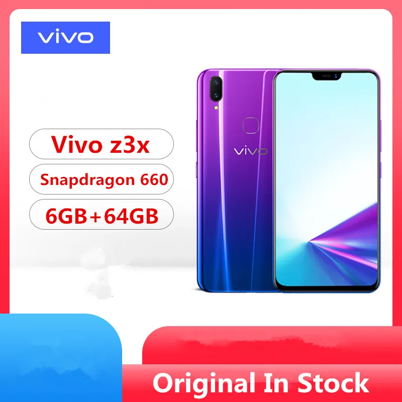 DHL Быстрая Vivo Z3X сотовый телефон Snapdragon 660 Android 9,0 6,2" ips 2280X1080 6 Гб ram 64 Гб rom 16,0 Мп+ 13,0 МП отпечаток пальца