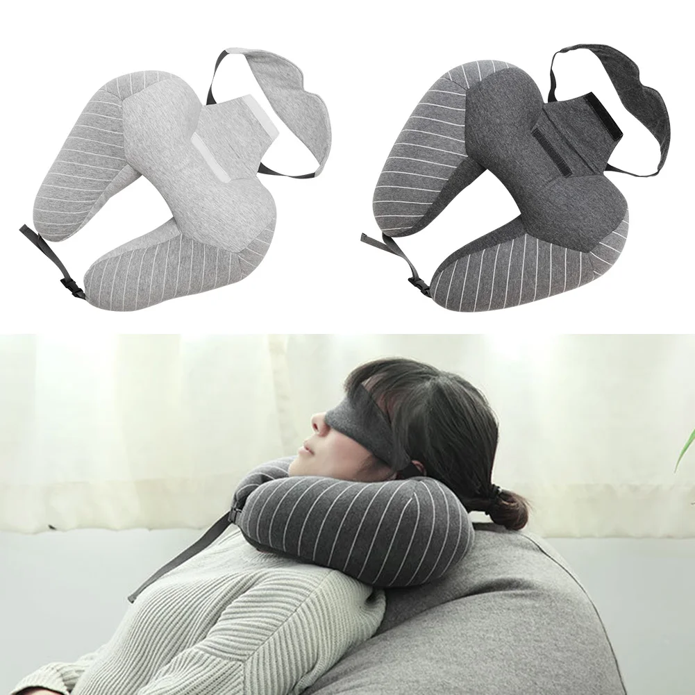 Multipurpose Office Simple Travel Pillow Eye Mask Support Cushion Protection Sitting Nap Portable Airplane U Shaped Memory Foam
