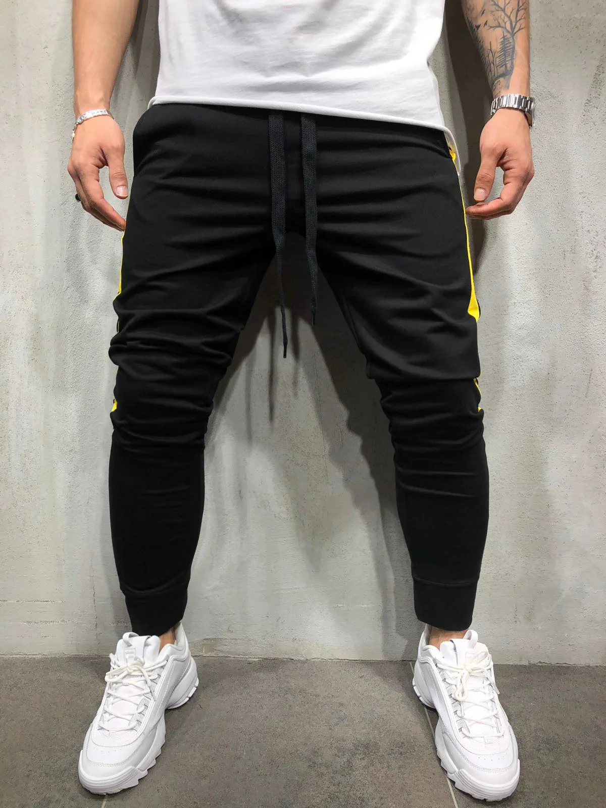 Pantalon Homme мужские спортивные штаны 2019 Новая мода хип-хоп фитнес уличные брюки полосатые штаны для бега на шнурке спортивные штаны