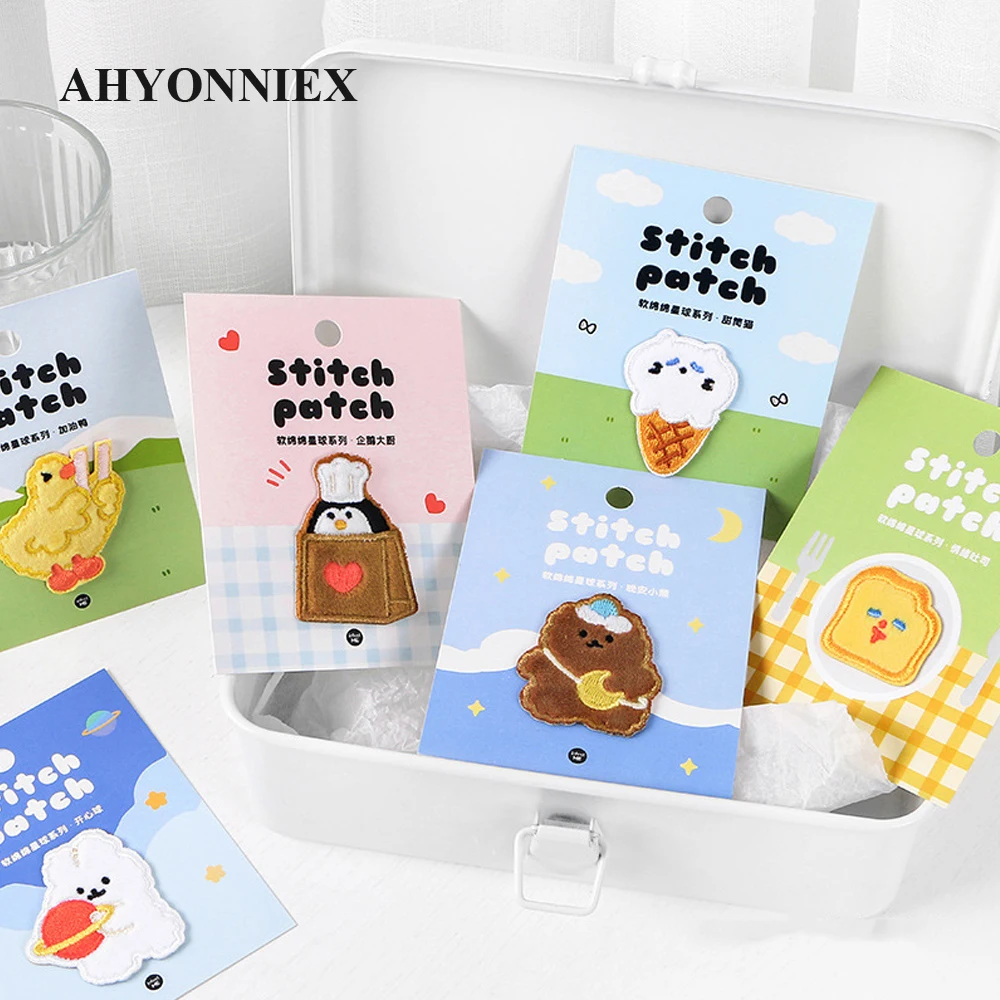 Stickerei Ente Patch Eisen auf Patches für Kleidung Jeans Taschen Bär Nähen Applique Nette Cartoon Parches DIY Kleidung Aufkleber