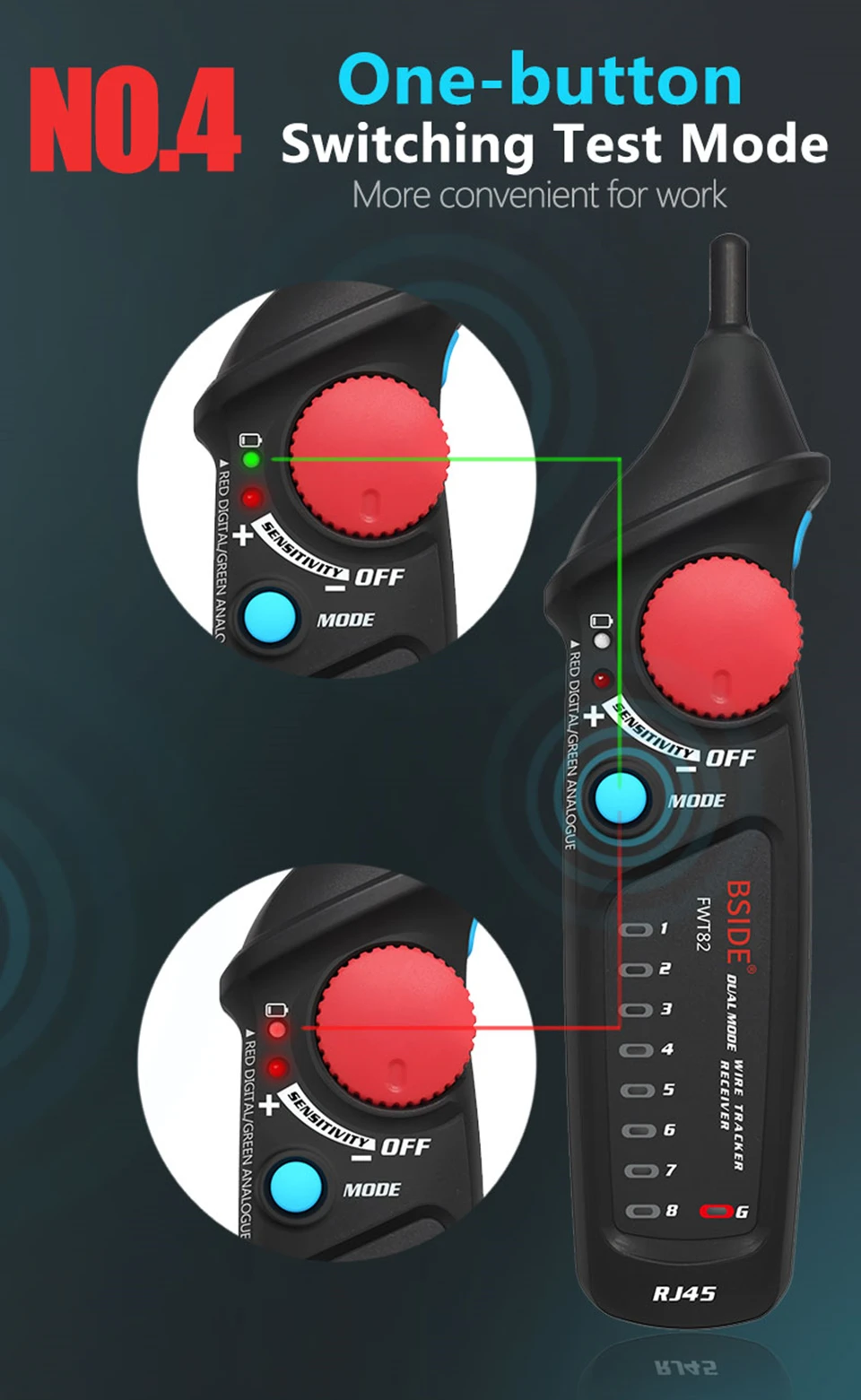 BSIDE FWT82 цифровой режим сетевой кабель трекер провода Тонер RJ45 RJ11 Ethernet LAN Tracer анализатор детектор линия искатель с AVD06