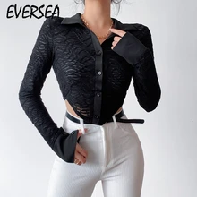 

Eversea Aesthetics 2022 Spring Fashion Woman Blouse Retro Corset Tunics Cardigan V-neck Commuter Solid Color Sexy Lapel Shirt