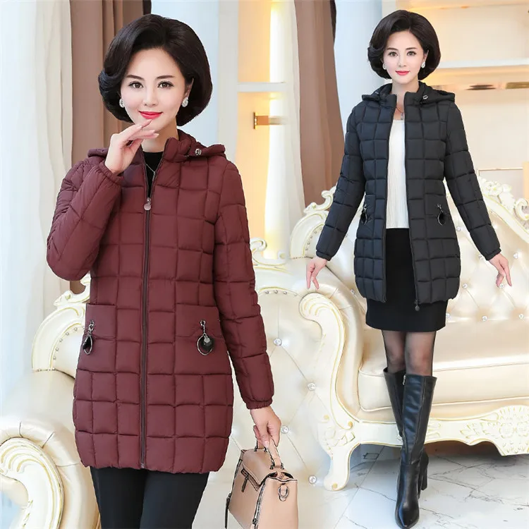 

2019 Winter New Products Mid-length Cotton-padded Clothes Women's Korean-style Middle-aged Mom Coat Slim Fit Slimming Large Size