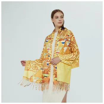 

Oil Painting Queen of Egypt New Winter Cashmere scarf Fashion women Digital Printing shawl wraps bandana female foulard tassel